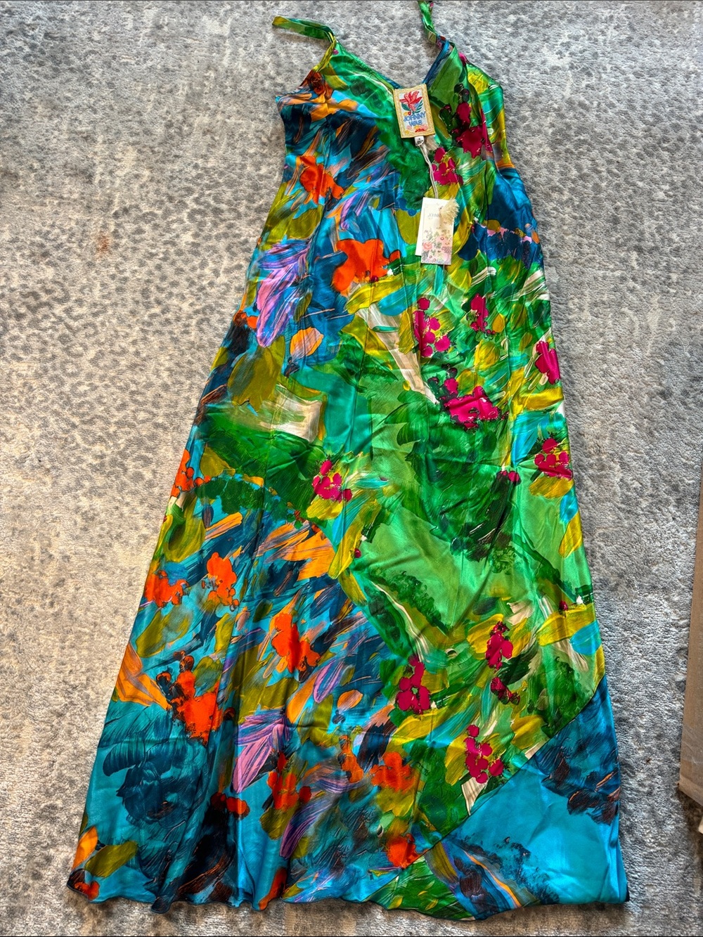 Johnny Was Multicolor Tropical Brushstroke Maxi Dress